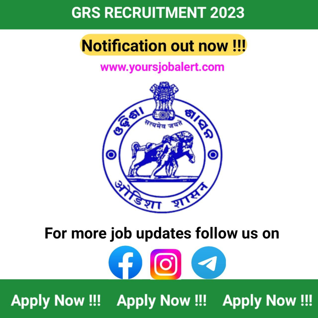 Odisha GRS-Gram Rozgar Sevak Recruitment 2023 : Apply now for 75 freshers vacancies : Free Jobs Alert : New Jobs : Odisha Jobs : Odisha Job Alert